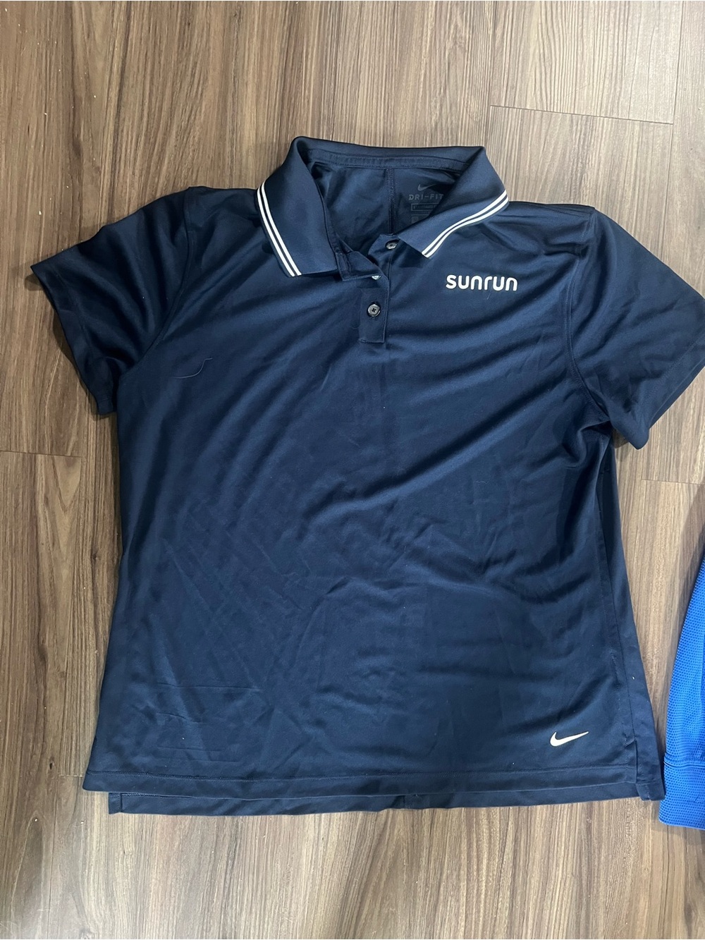 Nike Navy Polo with White Stripe Collar and Sunrun Logo